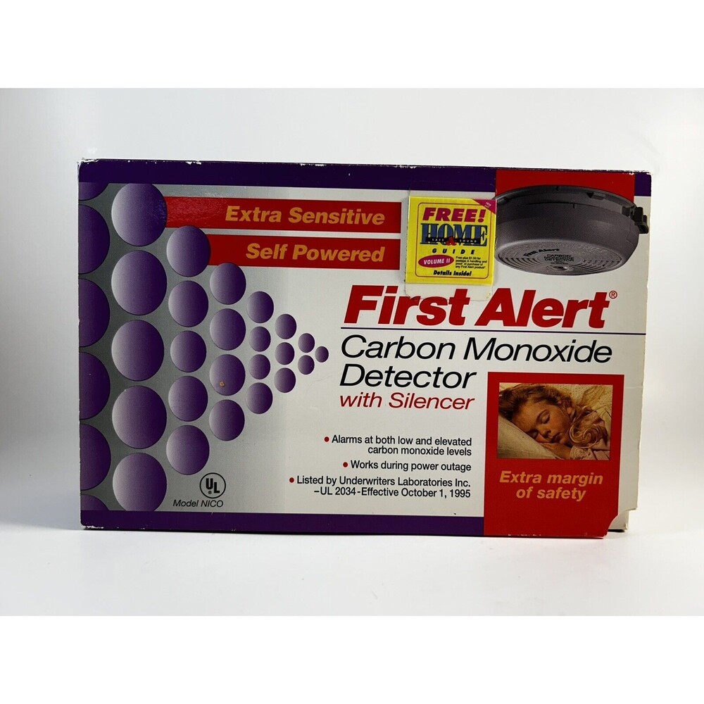 First Alert Carbon Monoxide Detector Self Powered Extra Sensitive With Silencer